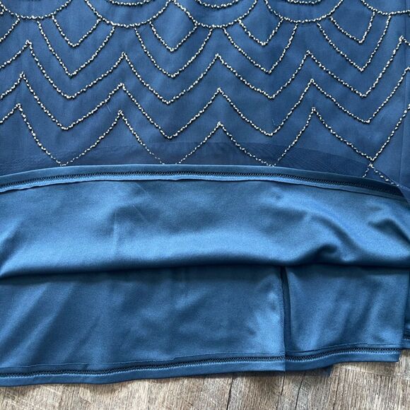 Adrianna Papell Women's Short Sleeve Blouson Beaded Gown-Size 10 - Picture 9 of 14